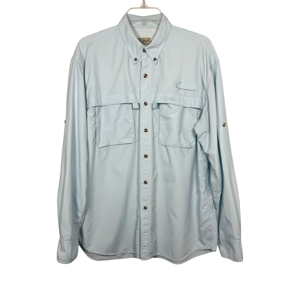 L.L. Bean Mens Fishing Shirt Breathable Vented Long Sleeve Button Front Outdoor